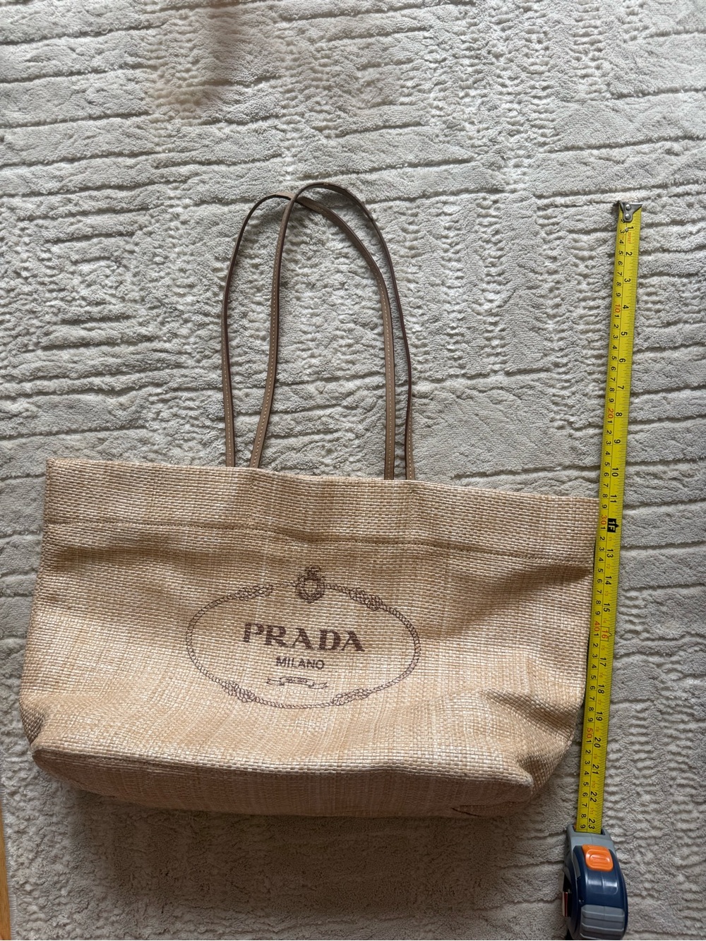 Prada Beige Woven Tote with Logo - Picture 5 of 7